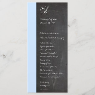 Chalkboard Blue Wedding Programs Programme