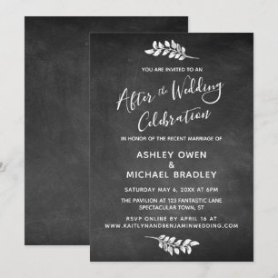 Chalkboard & Botanical After Wedding Celebration Invitation