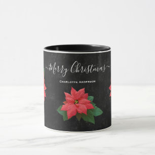 Chalkboard Botanical Merry Christmas Floral Mug