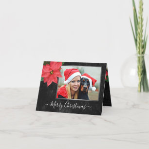Chalkboard Botanical Merry Christmas Photo Holiday Card