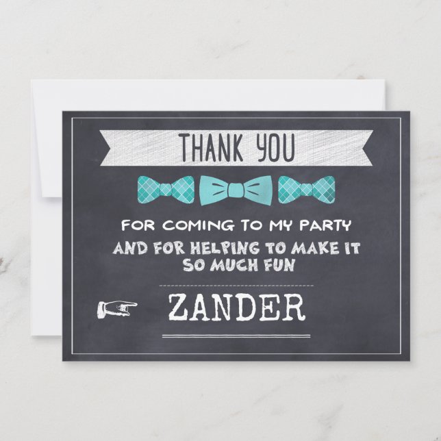 Chalkboard Bow, Little Man Thank You Card (Front)