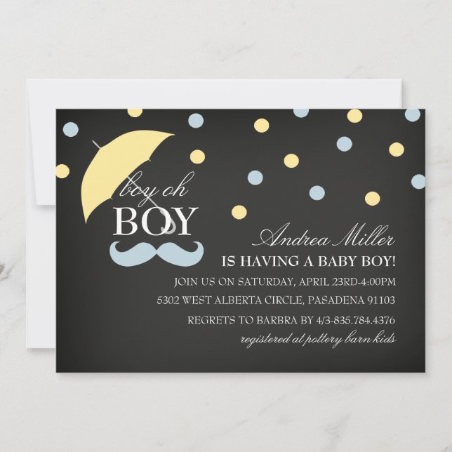 Chalkboard Boy Oh Boy Baby Shower Invitation (Front)
