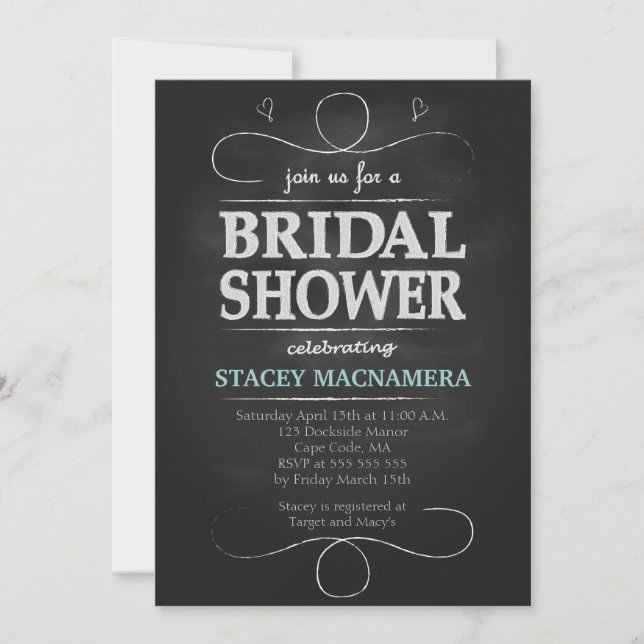 Chalkboard Bridal Shower Invitation (Front)