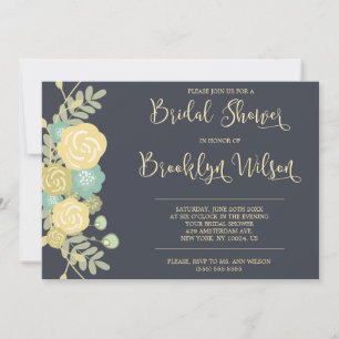 Chalkboard Bridal Shower Invites Yellow Flowers