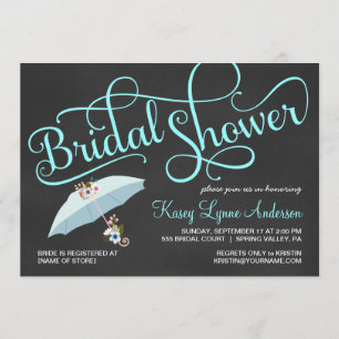 Chalkboard Bridal Shower Umbrella Invitations