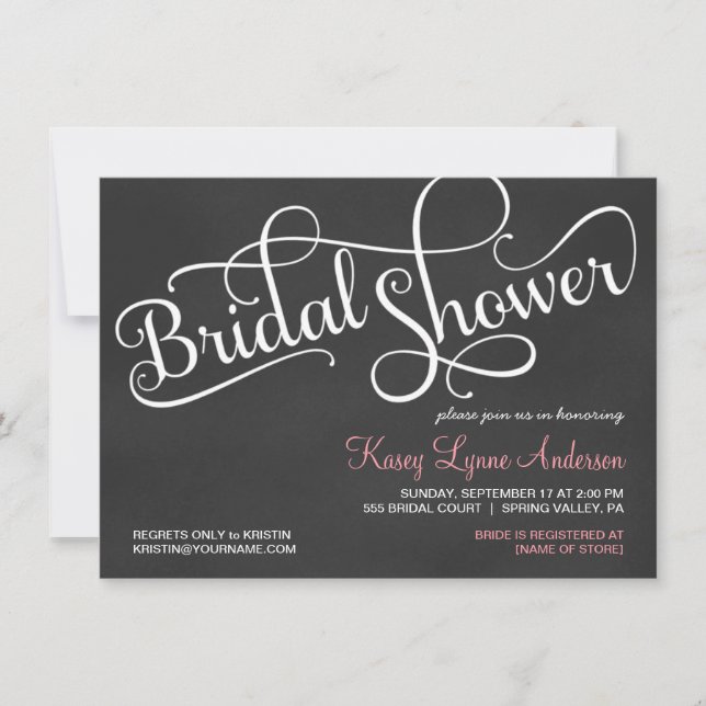 Chalkboard Bridal Wedding Shower Invitations (Front)