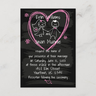 Chalkboard Bride and Groom Wedding Invitation