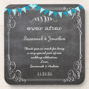 Chalkboard Bride & Groom Wedding Coaster