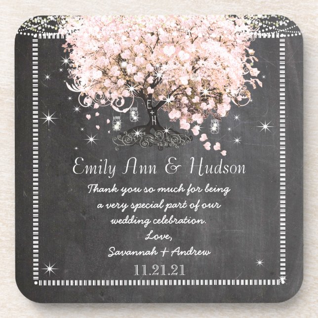 Chalkboard Bride & Groom Wedding Coaster (Front)