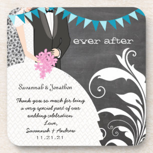 Chalkboard Bride & Groom Wedding Coaster