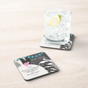 Chalkboard Bride & Groom Wedding Coaster