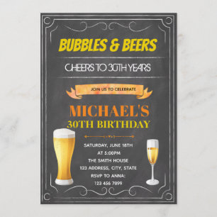 Chalkboard bubbles and brew theme birthday card