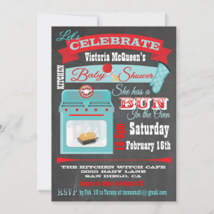 Chalkboard "Bun in the oven" Baby Shower Invites