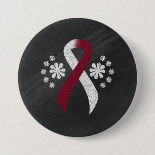 Chalkboard Burgundy and Ivory Ribbon 7.5 Cm Round Badge