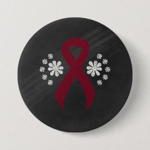 Chalkboard Burgundy Awareness Ribbon 7.5 Cm Round Badge