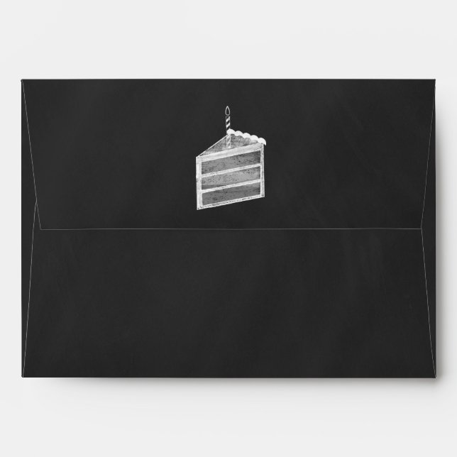 Chalkboard Cake Slice Birthday Invitation Envelope (Back (Top Flap))