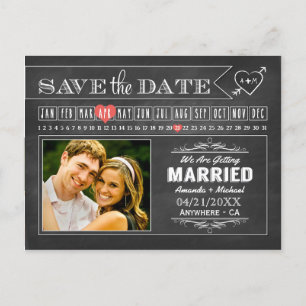 Chalkboard Calendar Photo Save The Date Cards