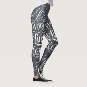Chalkboard Calligraphy Christmas Religious Chalk Leggings
