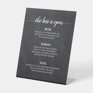 Chalkboard Calligraphy Wedding Bar Menu Pedestal Sign