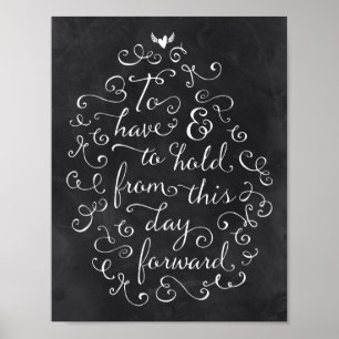 Chalkboard Calligraphy Wedding Vows Poster