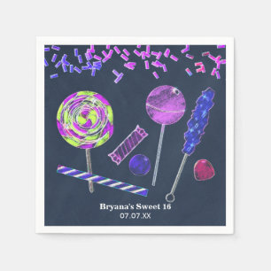 Chalkboard Candy Land Sweets Chalk Doodles Party Napkin