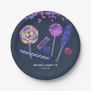 Chalkboard Candy Land Sweets Chalk Doodles Party Paper Plate