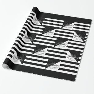 Chalkboard - Car & Tree / Black / White Wrapping Paper