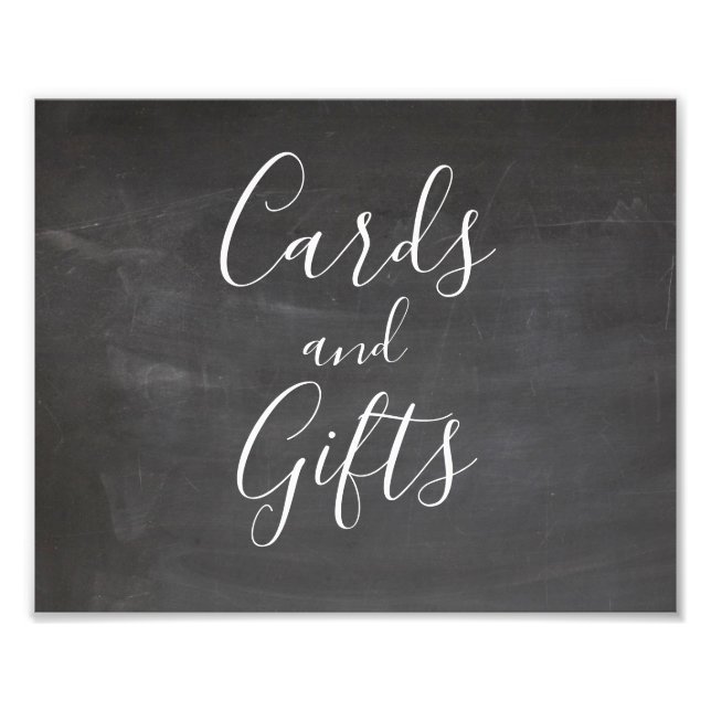Chalkboard cards and gifts sign. Modern wedding Photo Print (Front)