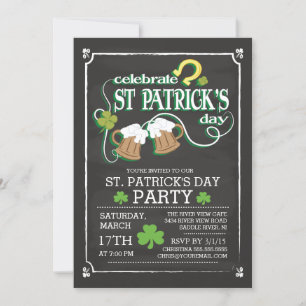 Chalkboard Celebrate St Patrick's Day Dinner Party Invitation