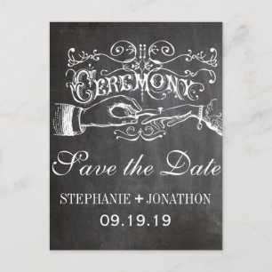 Chalkboard Ceremony Vintage Save the Date Announcement Postcard