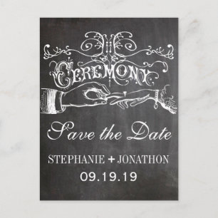 Chalkboard Ceremony Vintage Save the Date Announcement Postcard