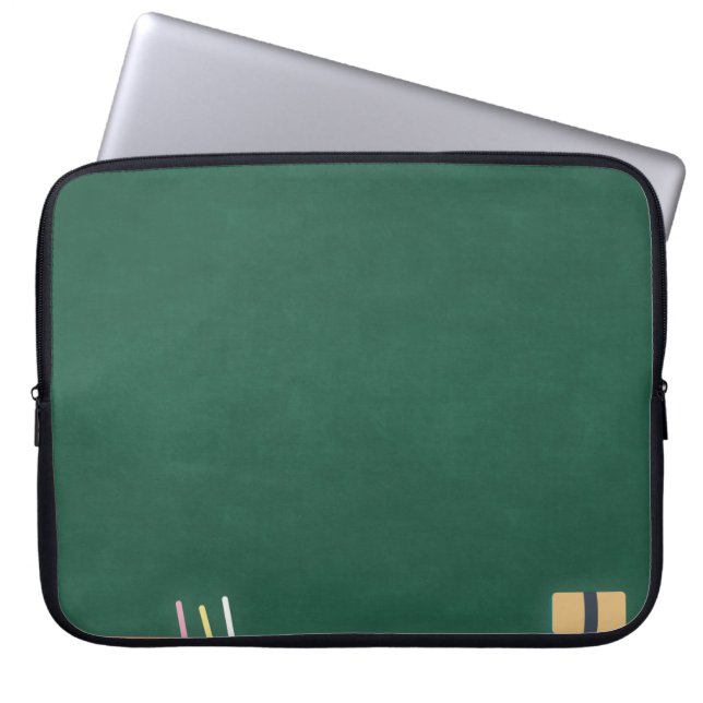 Chalkboard chalk eraser classroom laptop sleeve (Front)