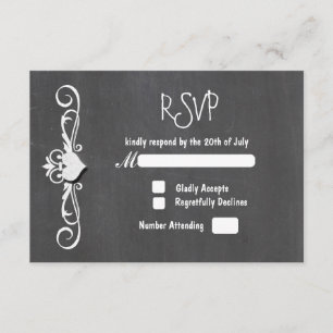 Chalkboard Chalk HeartWedding RSVP card invitation