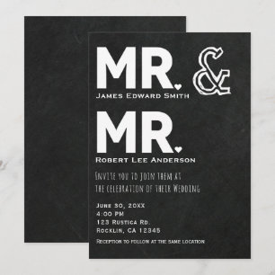 Chalkboard Chalk Mr. & Mr. Gay Wedding Engagement Invitation