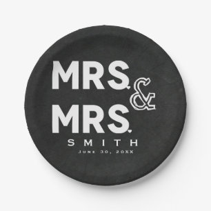 Chalkboard Chalk MR. & MR. Gay Wedding Engagement Paper Plate