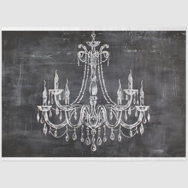 Chalkboard Chandelier Decoupage Tissue Paper (Front)