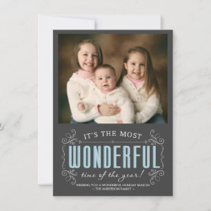 Chalkboard Cheerful Holiday Photo Flat Cards