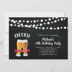 Chalkboard, Cheers 30th Birthday Party Invitation