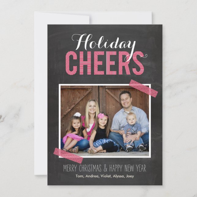 Chalkboard Cheers Holiday Photo Cards (Front)