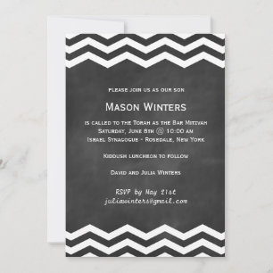 Chalkboard Chevron Bar Mitzvah Invitation