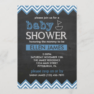Chalkboard Chevron Boy Baby Shower Invitation