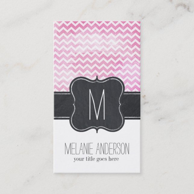 Chalkboard Chevron Business Card Template (Front)