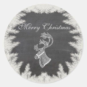 Chalkboard chic holiday Christmas reindeer winter Classic Round Sticker