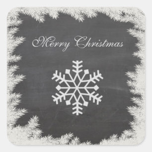 Chalkboard chic holiday Christmas snowflake winter Square Sticker
