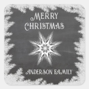 Chalkboard chic holiday Christmas snowflake winter Square Sticker