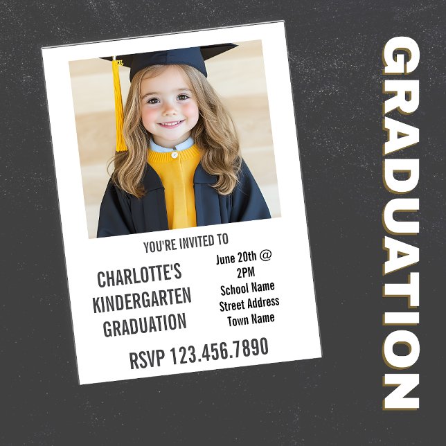 Chalkboard Child's Photo Kindergarten Graduation  Invitation (Kid's Graduation Invitations)