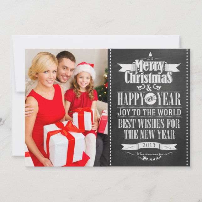 Chalkboard Chrismas New Years | Holiday Photo Card (Front)