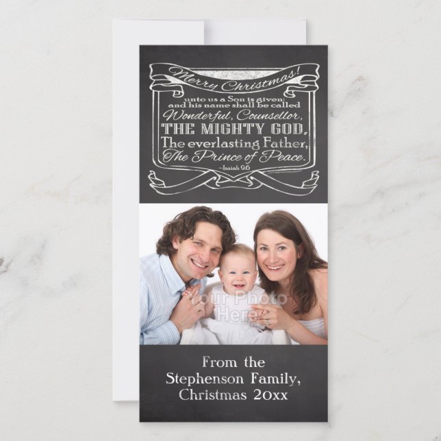 Chalkboard Christian Christmas Holiday Card (Front)