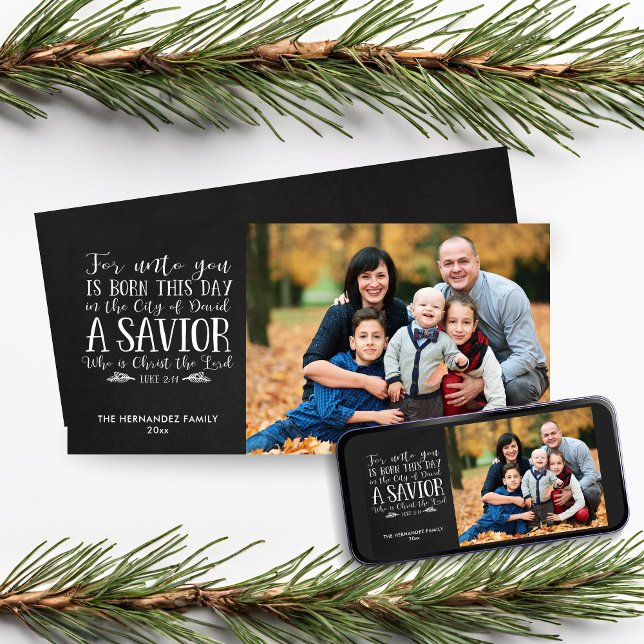 Chalkboard Christmas Bible Verse Holiday Photo (Chalkboard Christmas Bible Verse Holiday Photo Card)