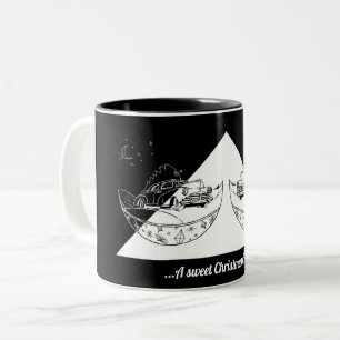 Chalkboard Christmas Car Two-Tone Coffee Mug